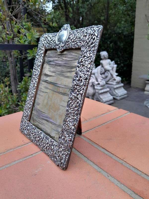 An Antique/Circa 1900  Victorian English Silver Picture Frame
