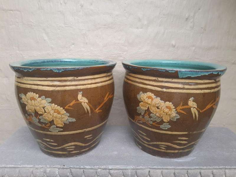 A 20th Century Pair Of Chinese Jardinieres Of Large Proportions