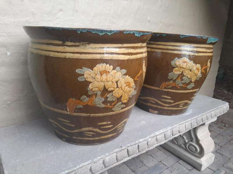 A 20th Century Pair Of Chinese Jardinieres Of Large Proportions