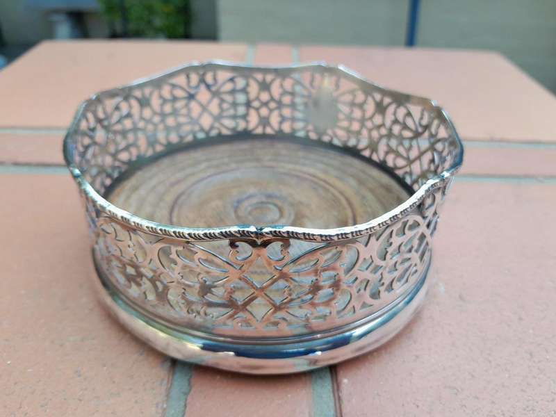 A Silver-plated Wine Bottle Coaster