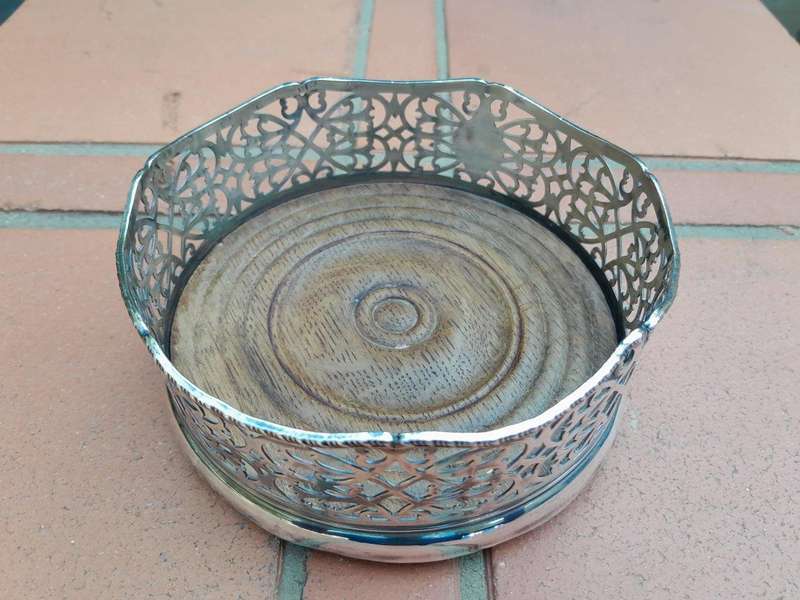 A Silver-plated Wine Bottle Coaster