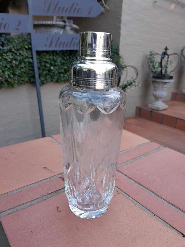 A 20th Century Silver-Plate And Crystal Cocktail Shaker