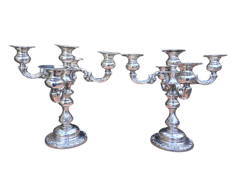 A 20th Century Pair of Silver-Plated Candelabras
