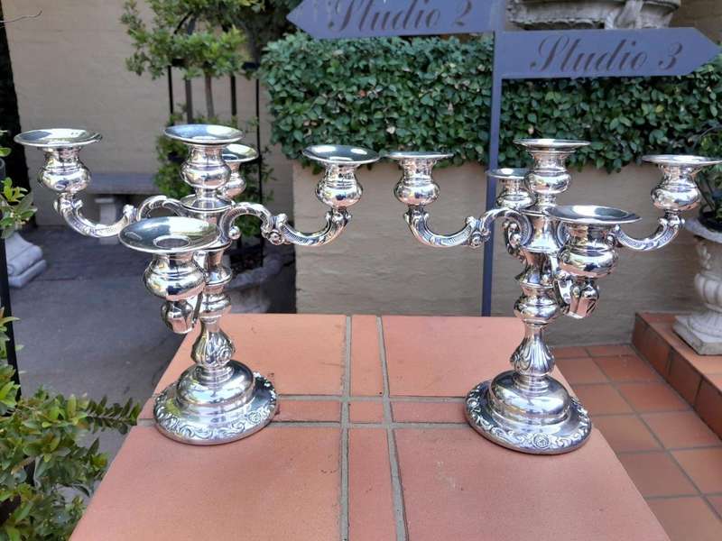 A 20th Century Pair of Silver-Plated Candelabras