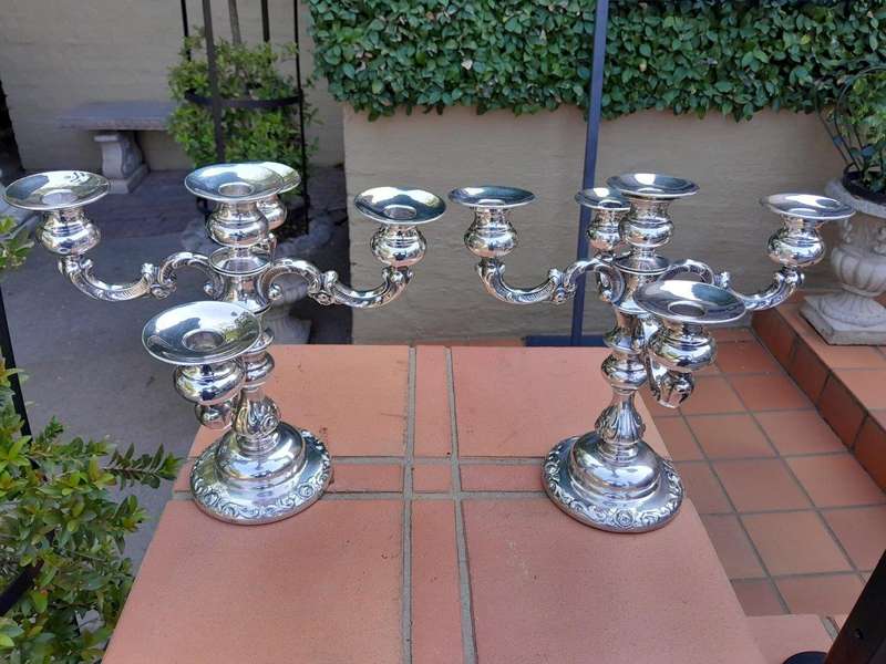 A 20th Century Pair of Silver-Plated Candelabras