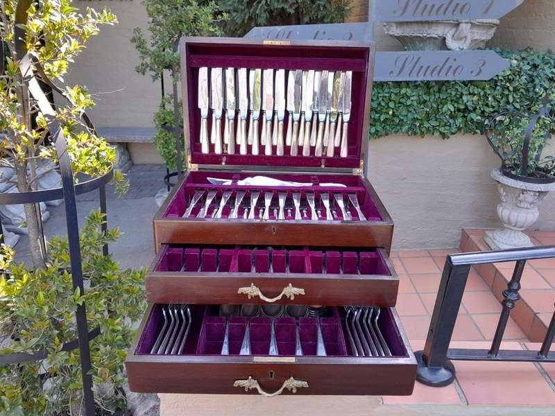 A Twelve Place Silver Plate E.P.N.S A1  Cutlery Set by Angora in Canteen