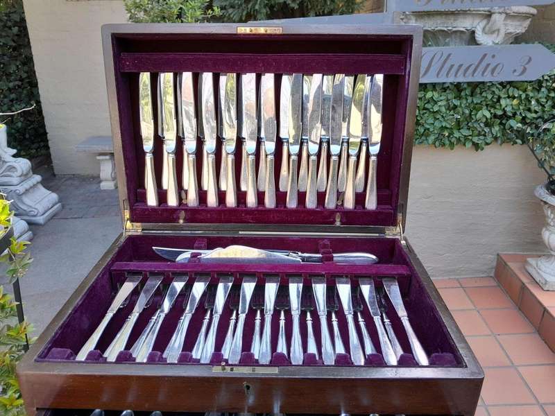 A Twelve Place Silver Plate E.P.N.S A1  Cutlery Set by Angora in Canteen