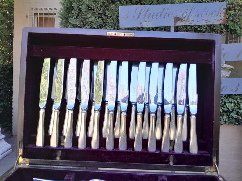 A Twelve Place Silver Plate E.P.N.S A1  Cutlery Set by Angora in Canteen