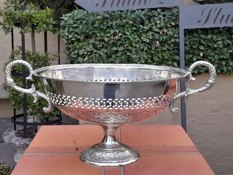 A 20th Century Large Silver-Plate Centre Bowl With Handles