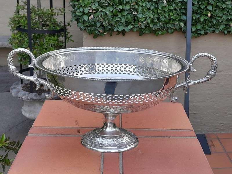 A 20th Century Large Silver-Plate Centre Bowl With Handles