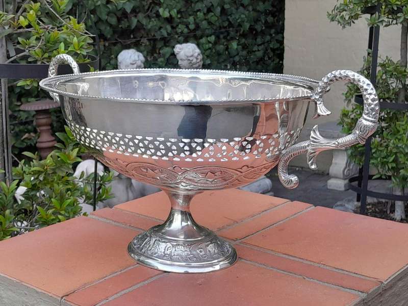 A 20th Century Large Silver-Plate Centre Bowl With Handles