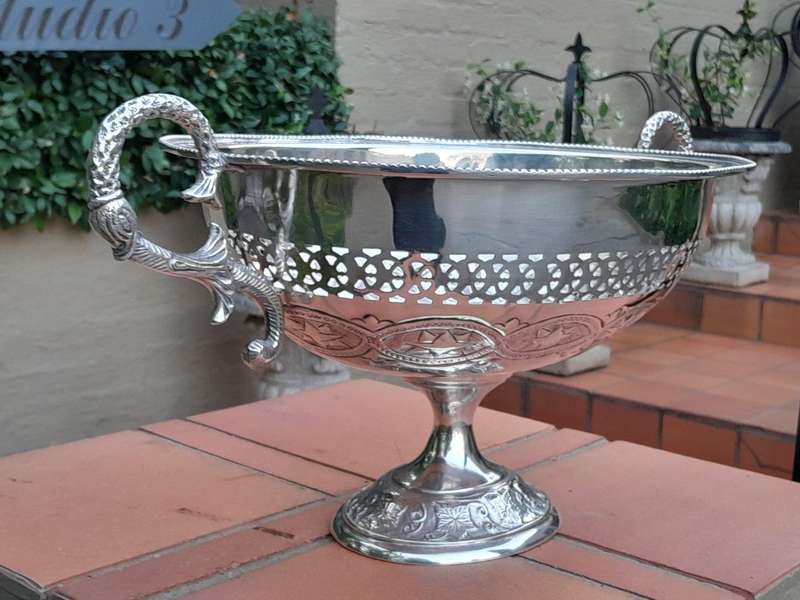A 20th Century Large Silver-Plate Centre Bowl With Handles