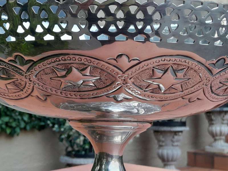 A 20th Century Large Silver-Plate Centre Bowl With Handles