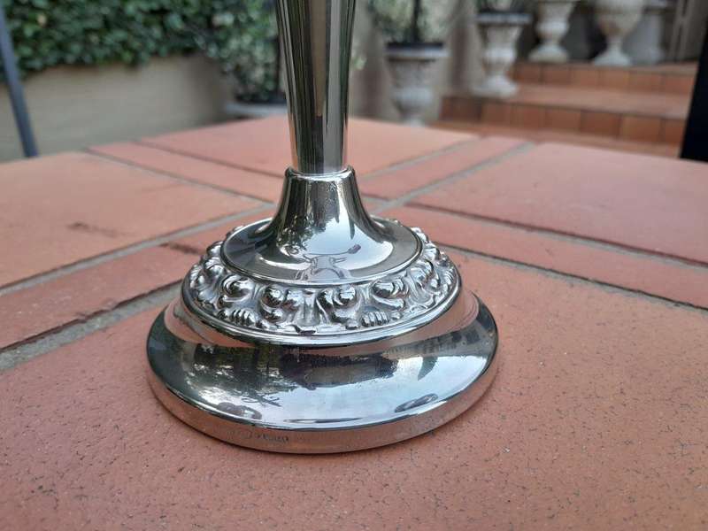 A 20TH Century Pair of Silver Plate Candelabras