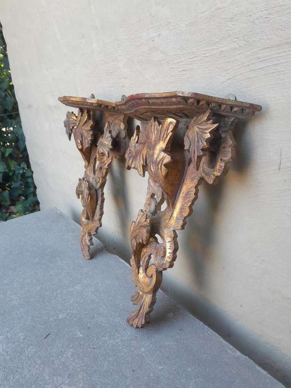 A 20th Century French Style Pair Of Ornately Carved Giltwood Wall Sconces ND