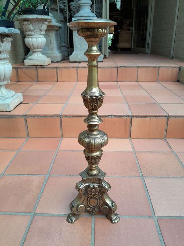 A 20th Century Set Of Four (Two Sized Pairs) Of Solid Brass Rococo Style Candelabras
