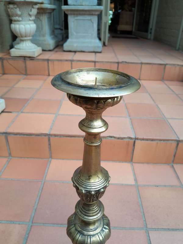 A 20th Century Set Of Four (Two Sized Pairs) Of Solid Brass Rococo Style Candelabras