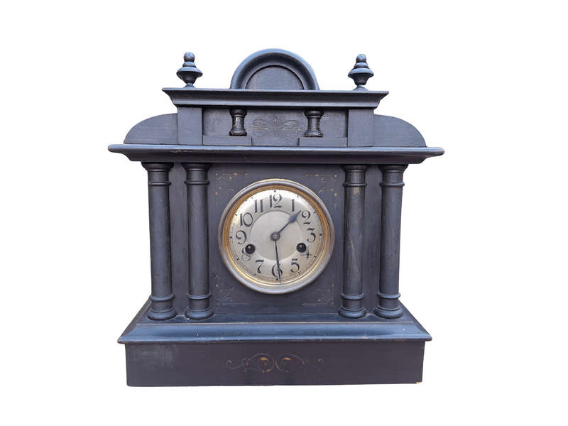An Antique 19th Century Victorian Black Slate Clock