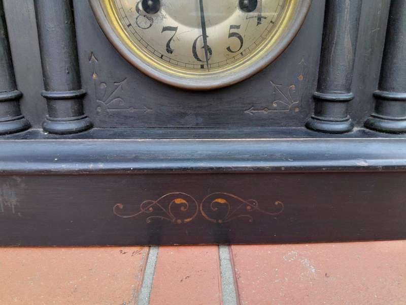 An Antique 19th Century Victorian Black Slate Clock