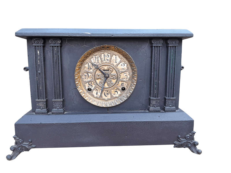 An Antique French Black Slate Clock