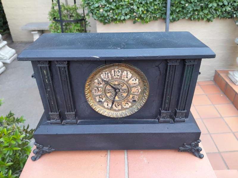 An Antique French Black Slate Clock