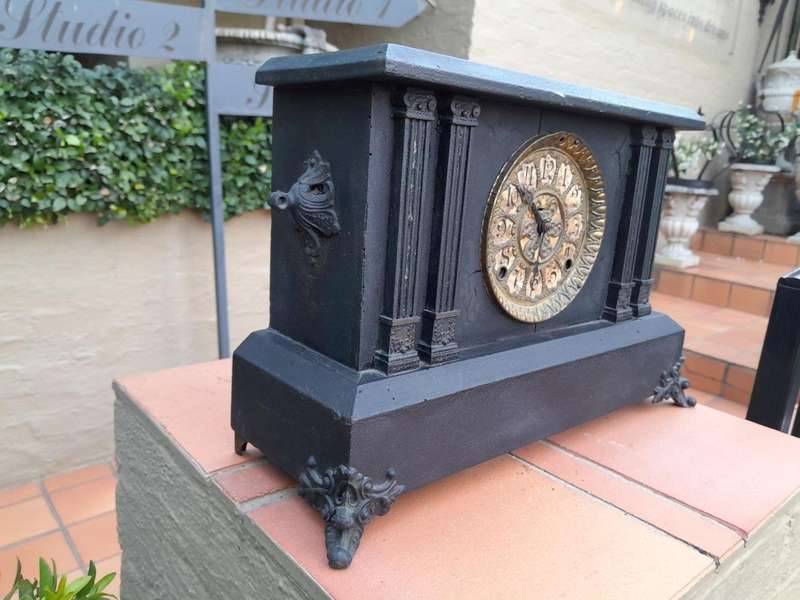 An Antique French Black Slate Clock