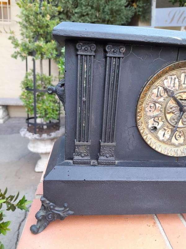 An Antique French Black Slate Clock