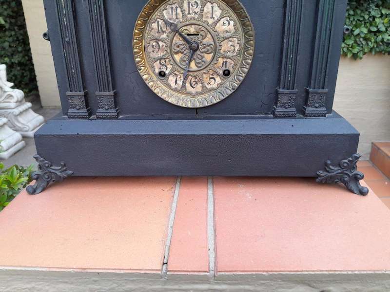 An Antique French Black Slate Clock