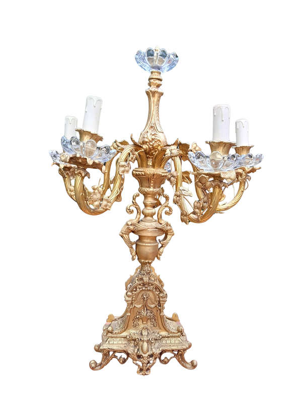 A French Style Brass And Crystal Table Lamp