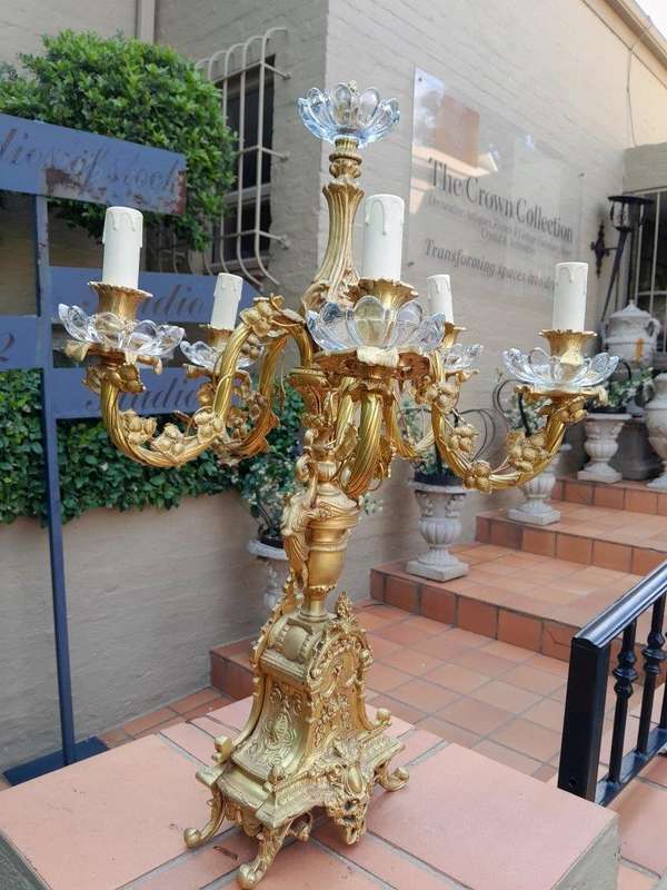 A French Style Brass And Crystal Table Lamp