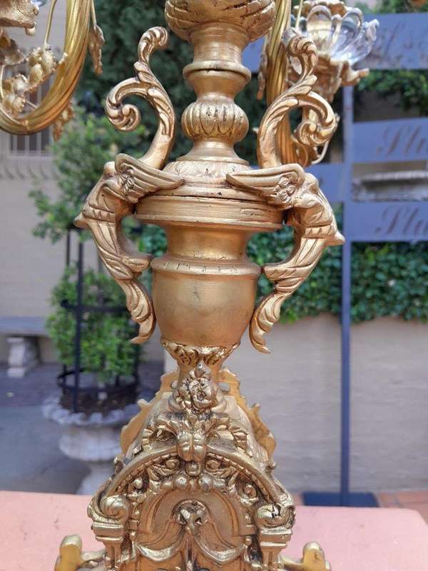 A French Style Brass And Crystal Table Lamp