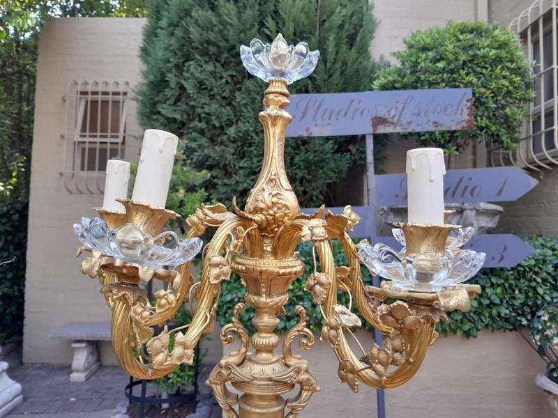 A French Style Brass And Crystal Table Lamp