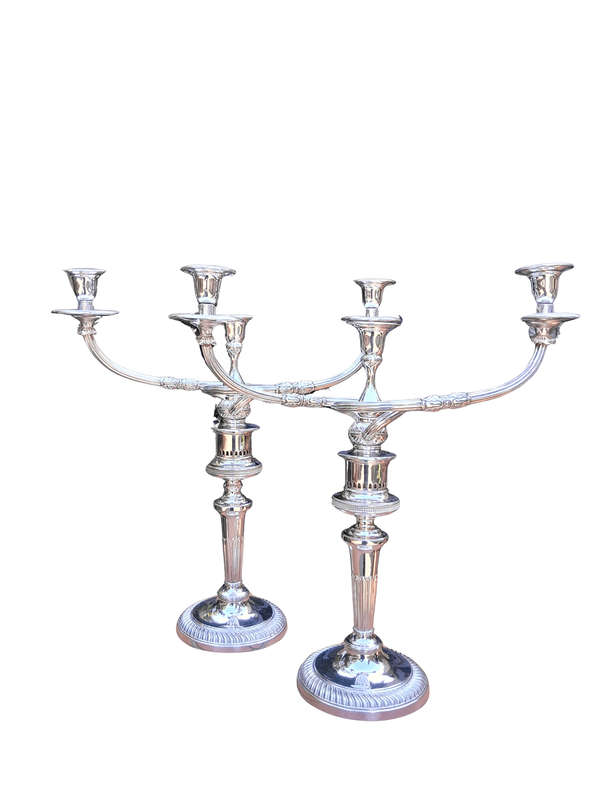 A 20th Century Pair of English Large Silver-plate Candelabrum. Excellent Condition