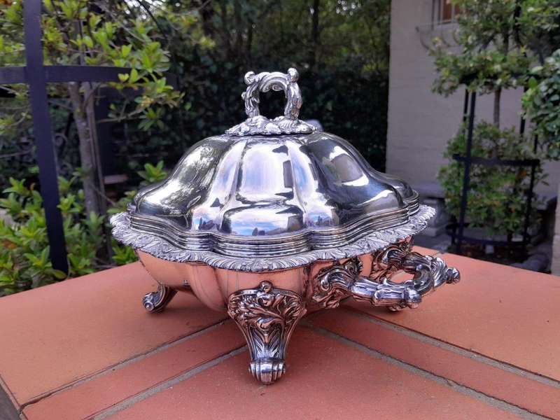 A 20th Century Electroplate Tureen With Cover On Feet Dimensions 30cm Including Handles