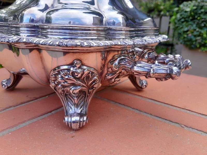 A 20th Century Electroplate Tureen With Cover On Feet Dimensions 30cm Including Handles