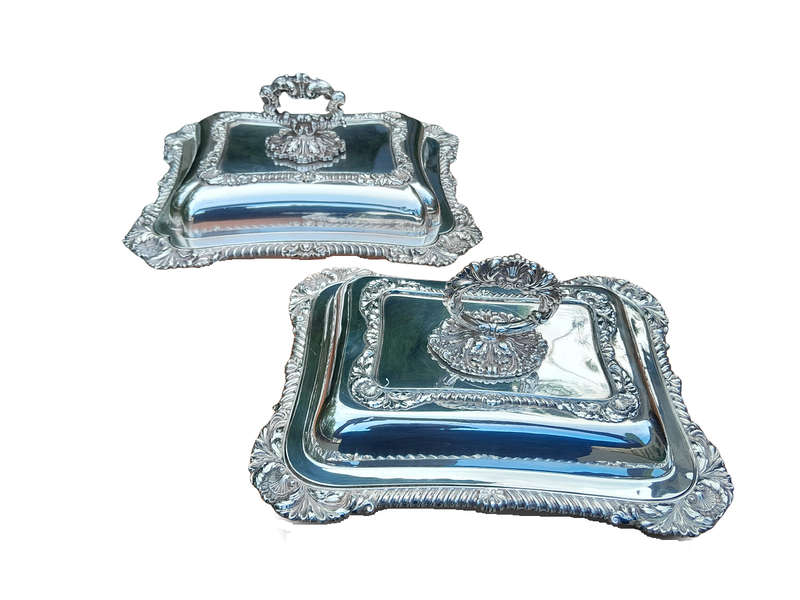 A 20th Century Pair Of  Electroplate Entrée Dishes With Cover