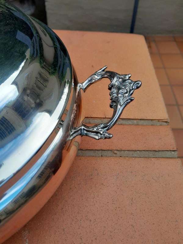 A 20th Century Electroplate Soup Tureen With Lid On Paw Feet