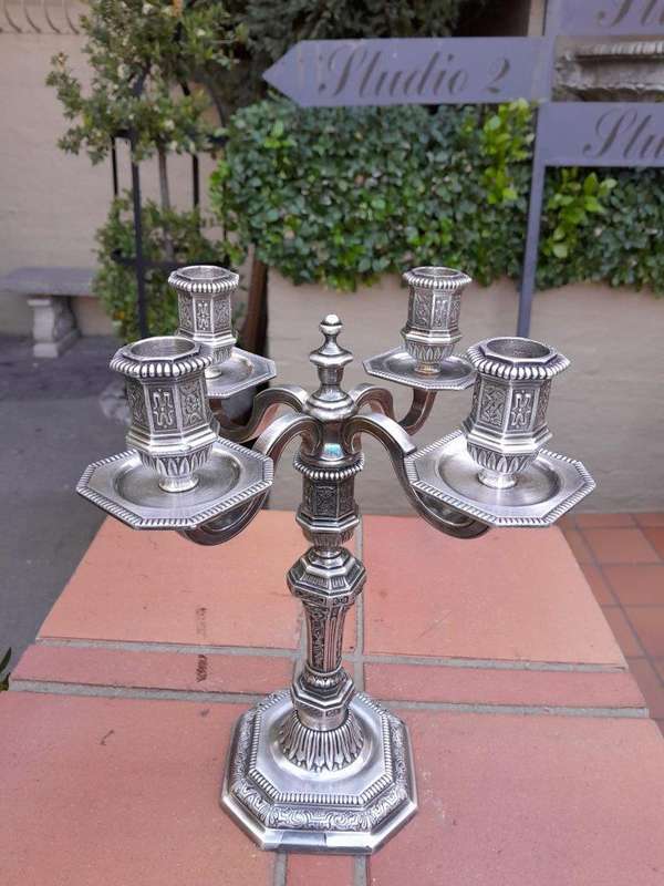 A Christofle Silver Plate Candelabra