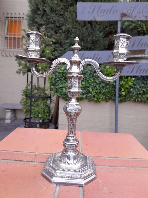 A Pair Of Christofle Silver Plate Candelabra
