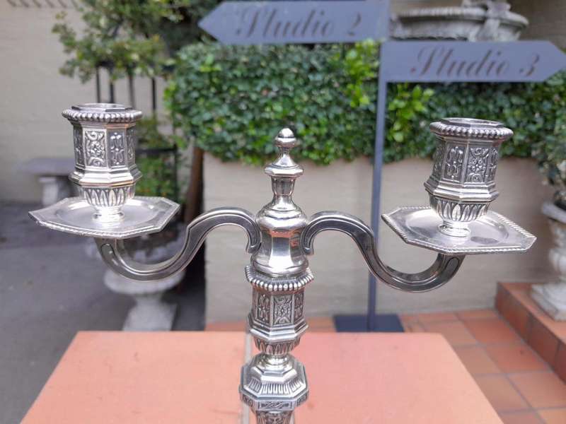 A Pair Of Christofle Silver Plate Candelabra