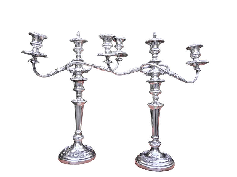A 20th Century Pair Of Silver Plate Candelabra