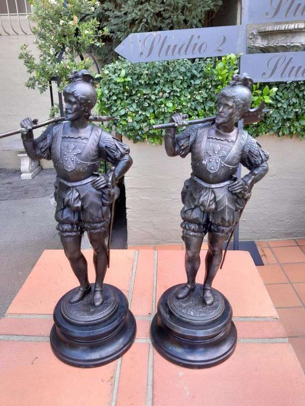 A 20th Century Pair Of Spelter Soldier Statues