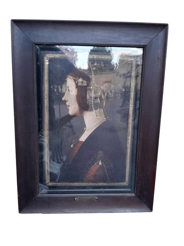 A 20th Century Lithograph Portrait Beatrice D'este After Ambrogio De Predis 1455 To1508  With Br...