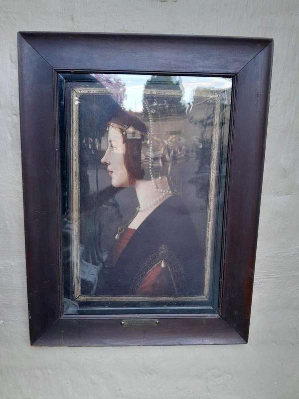A 20th Century Lithograph Portrait Beatrice D'este After Ambrogio De Predis 1455 To1508  With Br...