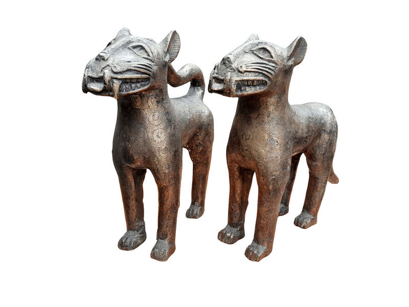 A 20th Century Pair of Benin Bonze Leopardsn ND