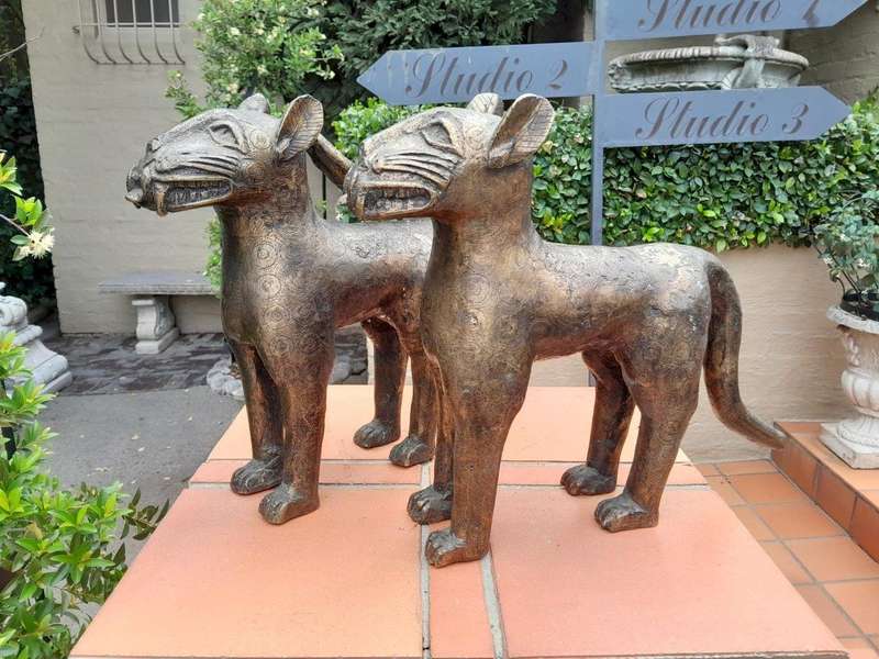 A 20th Century Pair of Benin Bonze Leopardsn ND