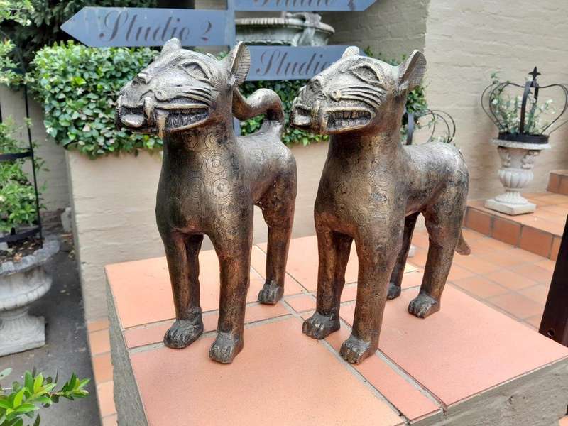 A 20th Century Pair of Benin Bonze Leopardsn ND