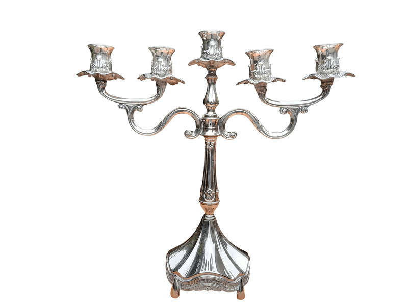 A 20th Century Silver Plate Candelabra with Wax Pans