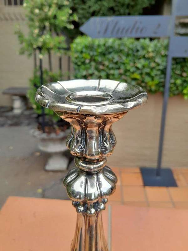 A  20th Century Ornate Set of Six Candlesticks / Holders / Sticks as in Three Graduated Pairs of...