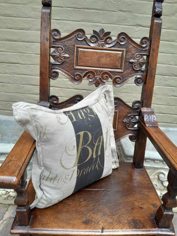An Italian Gold Script Cushion